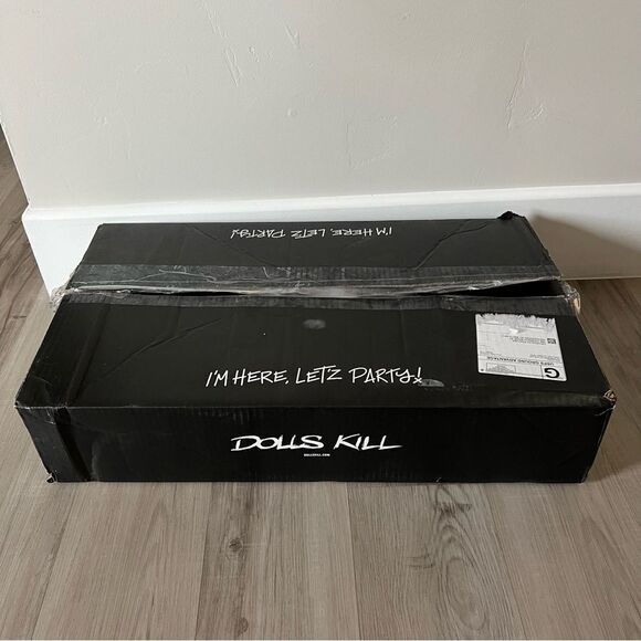 Dolls Kill oversize pink and black skull spiderweb coffin backpack. New in box - Picture 14 of 15